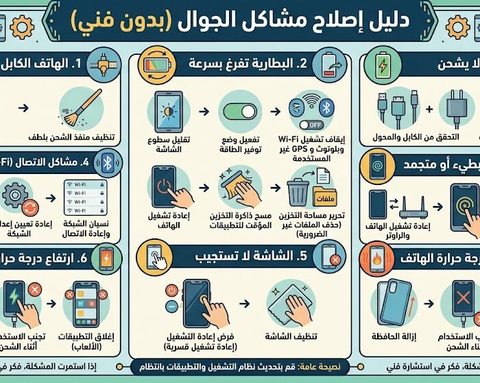 دليل إصلاح مشاكل الجوال (بدون فني)